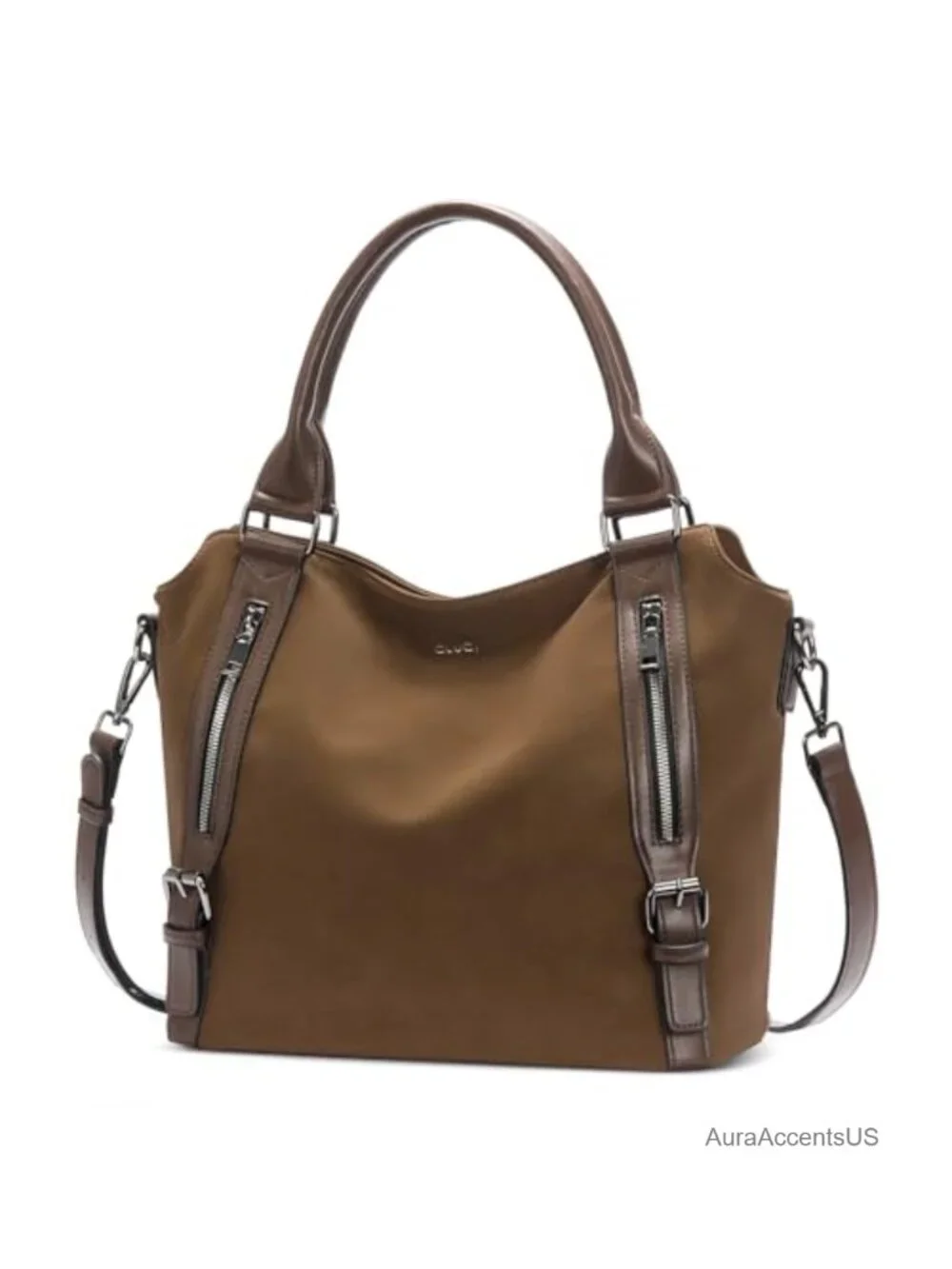 Large Suede Hobo Handbags for Women, Multi-Pocket Shoulder Crossbody Purse